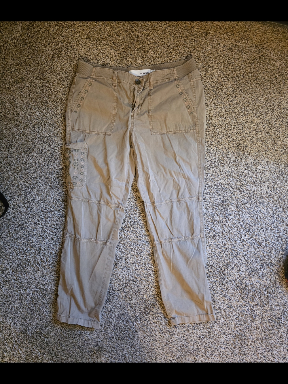 Sonoma Womens Cargo Pants Floral Embroidery 10